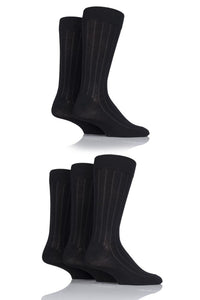 Mens 5 Pair SockShop Bamboo Ribbed Socks