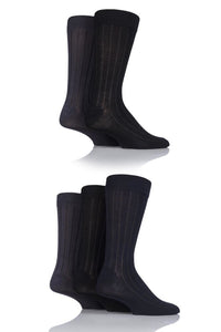 Mens 5 Pair SockShop Bamboo Ribbed Socks