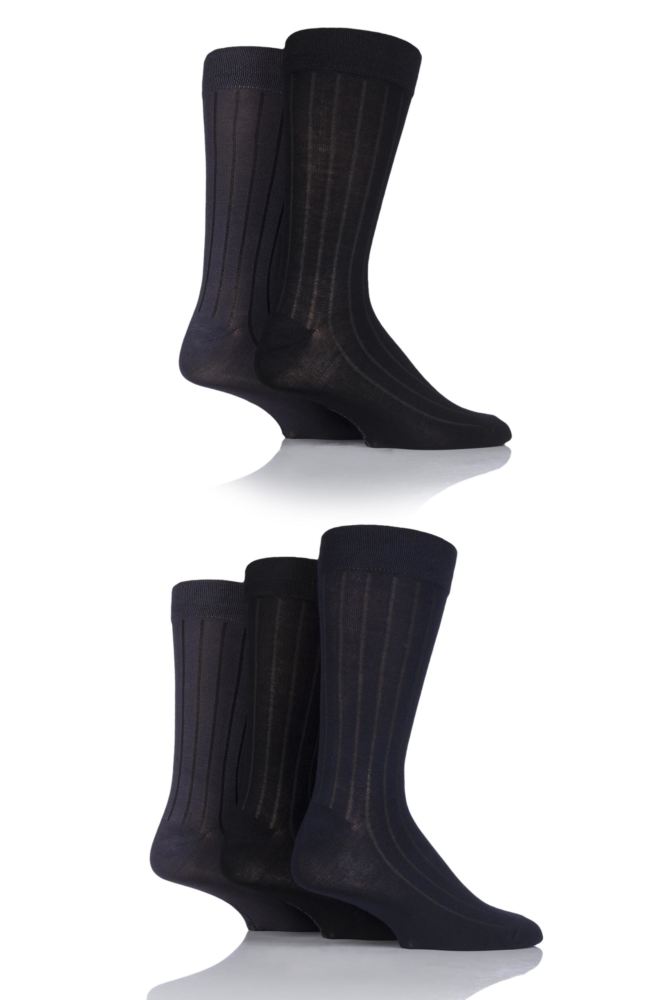Mens 5 Pair SockShop Bamboo Ribbed Socks