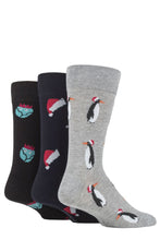 Load image into Gallery viewer, Mens 3 Pair SOCKSHOP Lazy Panda Christmas Bamboo Socks