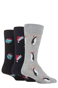 Mens 3 Pair SOCKSHOP Lazy Panda Christmas Bamboo Socks