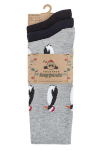 Mens 3 Pair SOCKSHOP Lazy Panda Christmas Bamboo Socks