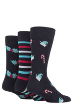 Load image into Gallery viewer, Mens 3 Pair SOCKSHOP Lazy Panda Christmas Bamboo Socks
