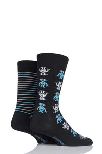 Mens 2 Pair SockShop Striped and Patterned Bamboo Socks