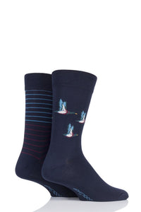 Mens 2 Pair SockShop Striped and Patterned Bamboo Socks