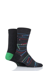 Mens 2 Pair SockShop Striped and Patterned Bamboo Socks