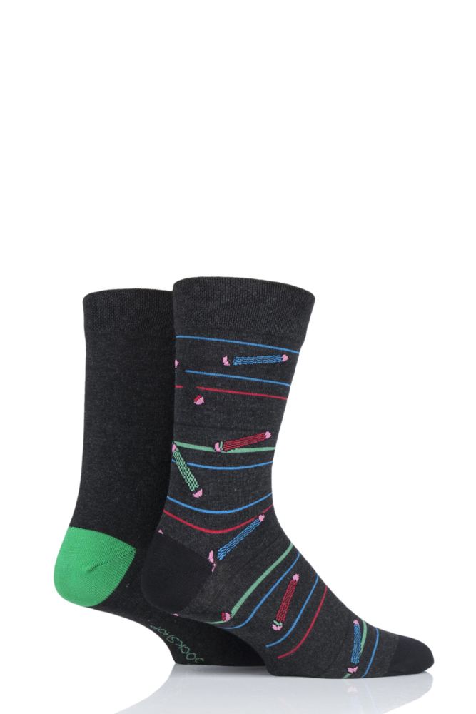 Mens 2 Pair SockShop Striped and Patterned Bamboo Socks