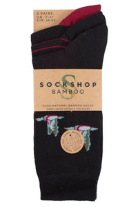 Men's 3 Pair SOCKSHOP Plain, Patterned, Striped and Heel & Toe Bamboo Socks