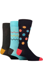 Load image into Gallery viewer, Men&#39;s 3 Pair SOCKSHOP Plain, Patterned, Striped and Heel &amp; Toe Bamboo Socks