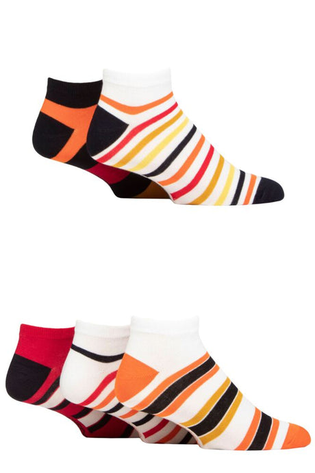 Mens 5 Pair SOCKSHOP Bamboo Striped and Plain Trainer Socks