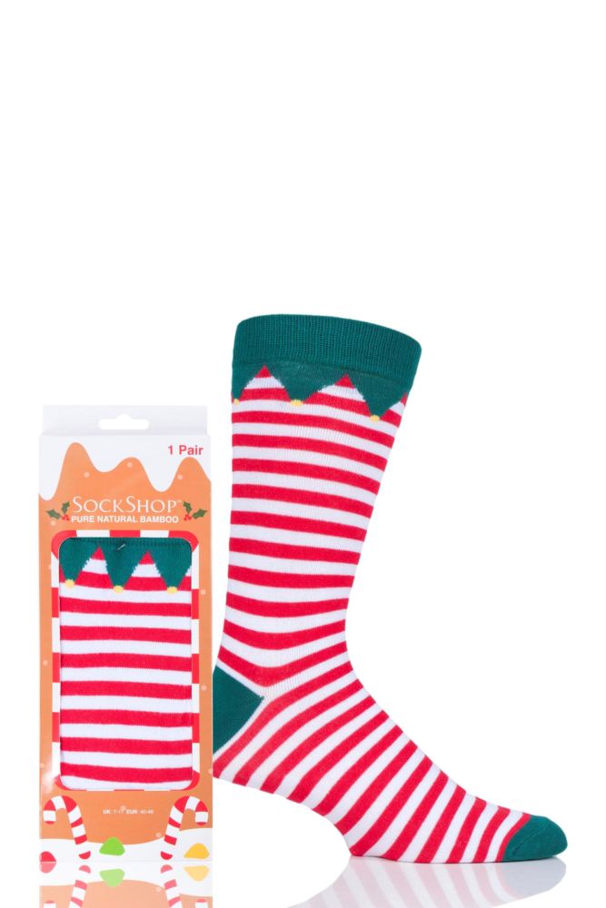 Mens and Ladies SockShop 1 Pair Lazy Panda Bamboo Santa's Elf Christmas Gift Boxed Socks