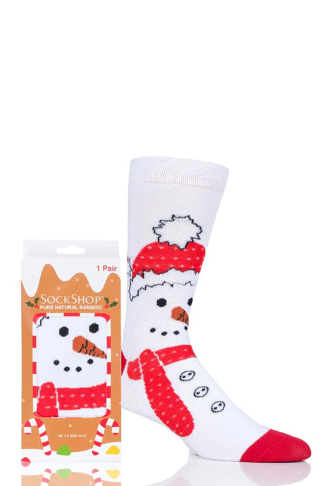 Mens and Ladies SockShop 1 Pair Lazy Panda Bamboo Snowman Christmas Gift Boxed Socks
