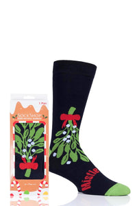 Mens and Ladies SockShop 1 Pair Lazy Panda Bamboo Mistletoes Christmas Gift Boxed Socks