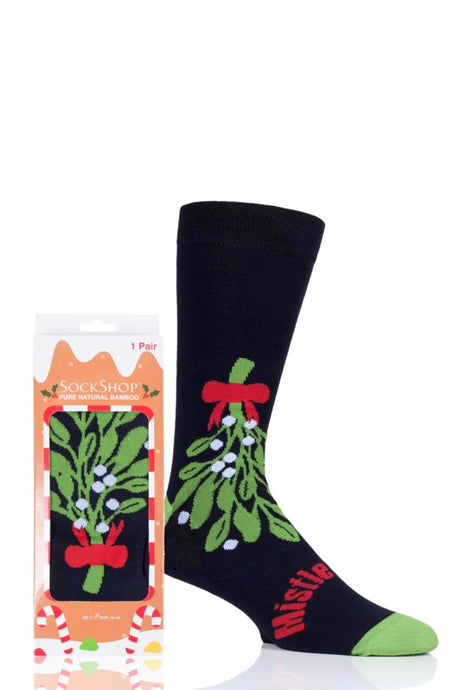 Mens and Ladies SockShop 1 Pair Lazy Panda Bamboo Mistletoes Christmas Gift Boxed Socks