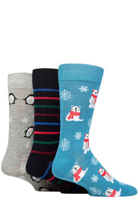 Mens 3 Pair SOCKSHOP Lazy Panda Christmas Bamboo Socks