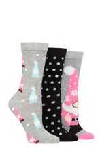 Load image into Gallery viewer, Ladies 3 Pair SOCKSHOP Lazy Panda Christmas Bamboo Socks