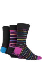 Load image into Gallery viewer, Mens 3 Pair SOCKSHOP Comfort Cuff Gentle Bamboo Striped Socks with Smooth Toe Seams