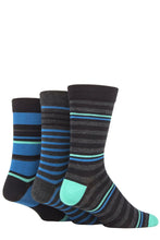 Load image into Gallery viewer, Mens 3 Pair SOCKSHOP Comfort Cuff Gentle Bamboo Striped Socks with Smooth Toe Seams