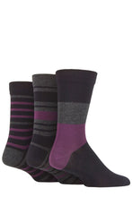 Load image into Gallery viewer, Mens 3 Pair SOCKSHOP Comfort Cuff Gentle Bamboo Striped Socks with Smooth Toe Seams