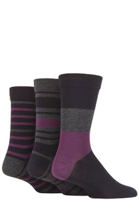 Mens 3 Pair SOCKSHOP Comfort Cuff Gentle Bamboo Striped Socks with Smooth Toe Seams