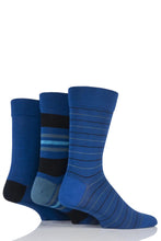 Load image into Gallery viewer, Mens 3 Pair SOCKSHOP Comfort Cuff Gentle Bamboo Striped Socks with Smooth Toe Seams