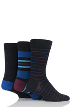 Load image into Gallery viewer, Mens 3 Pair SOCKSHOP Comfort Cuff Gentle Bamboo Striped Socks with Smooth Toe Seams