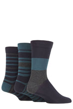 Load image into Gallery viewer, Mens 3 Pair SOCKSHOP Comfort Cuff Gentle Bamboo Striped Socks with Smooth Toe Seams
