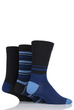 Load image into Gallery viewer, Mens 3 Pair SOCKSHOP Comfort Cuff Gentle Bamboo Striped Socks with Smooth Toe Seams