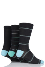 Load image into Gallery viewer, Mens 3 Pair SOCKSHOP Comfort Cuff Gentle Bamboo Striped Socks with Smooth Toe Seams