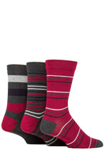 Load image into Gallery viewer, Mens 3 Pair SOCKSHOP Comfort Cuff Gentle Bamboo Striped Socks with Smooth Toe Seams