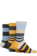 Load image into Gallery viewer, Mens 3 Pair SOCKSHOP Comfort Cuff Gentle Bamboo Striped Socks with Smooth Toe Seams