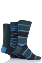 Load image into Gallery viewer, Mens 3 Pair SOCKSHOP Comfort Cuff Gentle Bamboo Striped Socks with Smooth Toe Seams