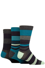Load image into Gallery viewer, Mens 3 Pair SOCKSHOP Comfort Cuff Gentle Bamboo Striped Socks with Smooth Toe Seams