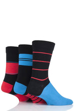 Load image into Gallery viewer, Mens 3 Pair SOCKSHOP Comfort Cuff Gentle Bamboo Striped Socks with Smooth Toe Seams