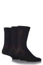 Load image into Gallery viewer, Mens 3 Pair SOCKSHOP Comfort Cuff Gentle Bamboo Striped Socks with Smooth Toe Seams