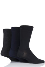 Load image into Gallery viewer, Mens 3 Pair SOCKSHOP Comfort Cuff Gentle Bamboo Striped Socks with Smooth Toe Seams