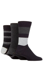 Load image into Gallery viewer, Mens 3 Pair SOCKSHOP Comfort Cuff Gentle Bamboo Striped Socks with Smooth Toe Seams
