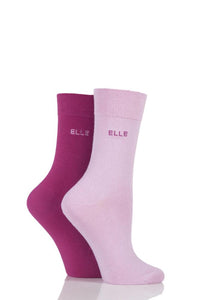 Ladies 2 Pair Elle Plain Bamboo Fibre Socks