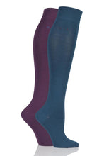 Load image into Gallery viewer, Ladies 2 Pair Elle Plain Bamboo Knee Highs