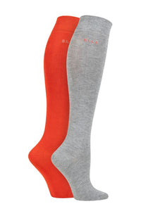 Ladies 2 Pair Elle Plain Bamboo Knee Highs