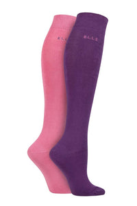 Ladies 2 Pair Elle Plain Bamboo Knee Highs