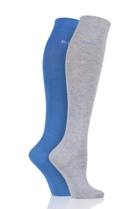 Ladies 2 Pair Elle Plain Bamboo Knee Highs