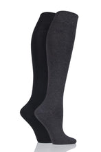 Load image into Gallery viewer, Ladies 2 Pair Elle Plain Bamboo Knee Highs