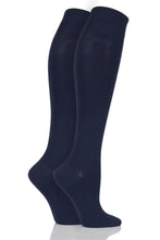 Load image into Gallery viewer, Ladies 2 Pair Elle Plain Bamboo Knee Highs