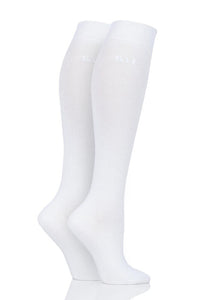 Ladies 2 Pair Elle Plain Bamboo Knee Highs