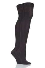 Load image into Gallery viewer, Ladies 2 Pair Elle Plain Bamboo Over The Knee Socks
