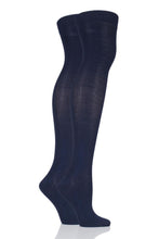 Load image into Gallery viewer, Ladies 2 Pair Elle Plain Bamboo Over The Knee Socks