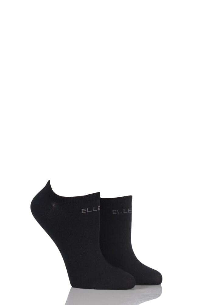 Ladies 2 Pair Elle Plain, Patterned and Striped Bamboo No Show Socks