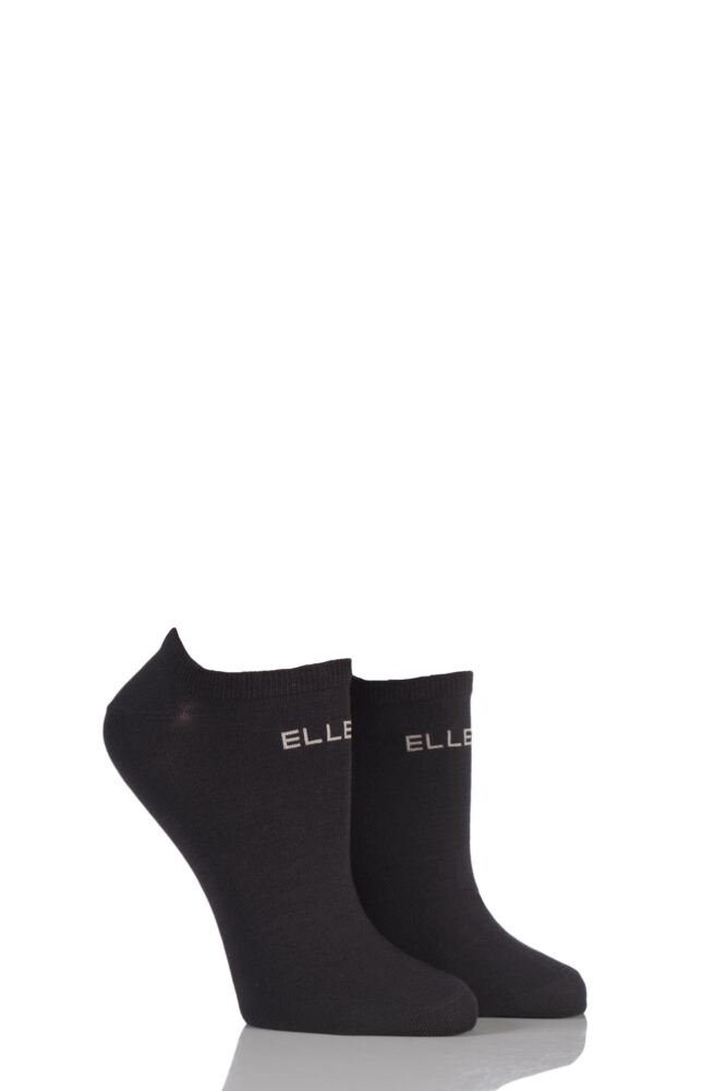 Ladies 2 Pair Elle Plain, Patterned and Striped Bamboo No Show Socks
