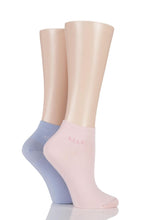 Load image into Gallery viewer, Ladies 2 Pair Elle Plain, Patterned and Striped Bamboo No Show Socks